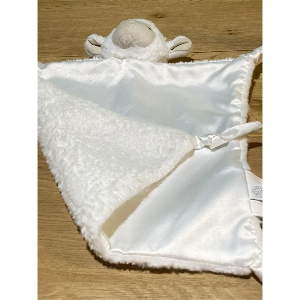 Pottery Barn Kids Lamb White‎ Knotted Lovey Security Satin Blanky - 11x11